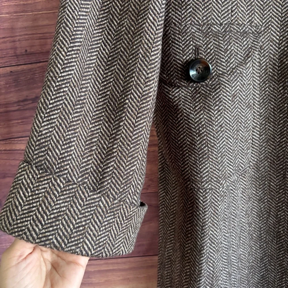 Jones New York Herringbone Brown Trench Coat - Picture 3 of 8